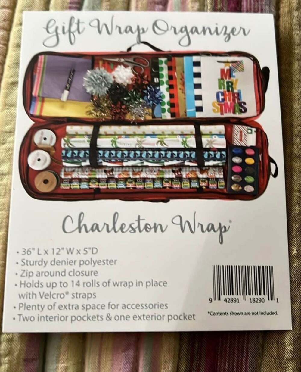 Charleston Wrap Gift Wrap Organizer Storage Case 36x12x5